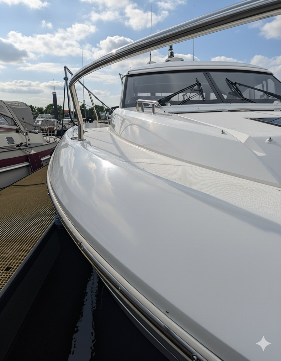 Glanzende jacht in het water 