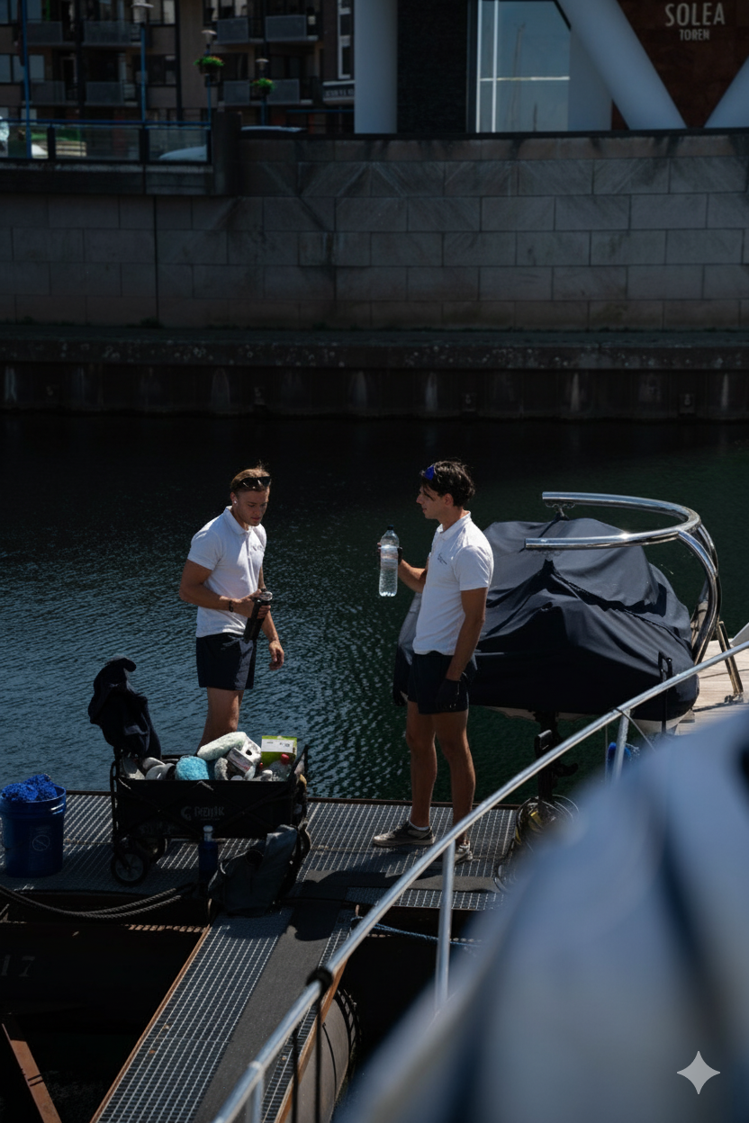 YachtMates team aan het werk bij in jachthaven Limburg