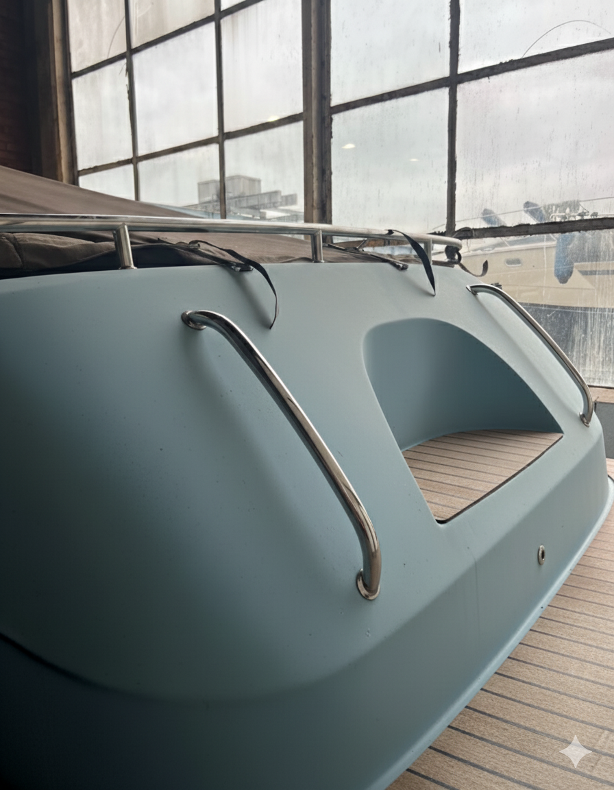 doffe en geoxideerde spiegel van een sloep